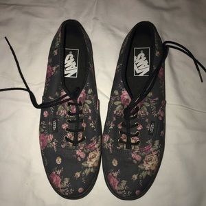 Black Floral Patterned Vans